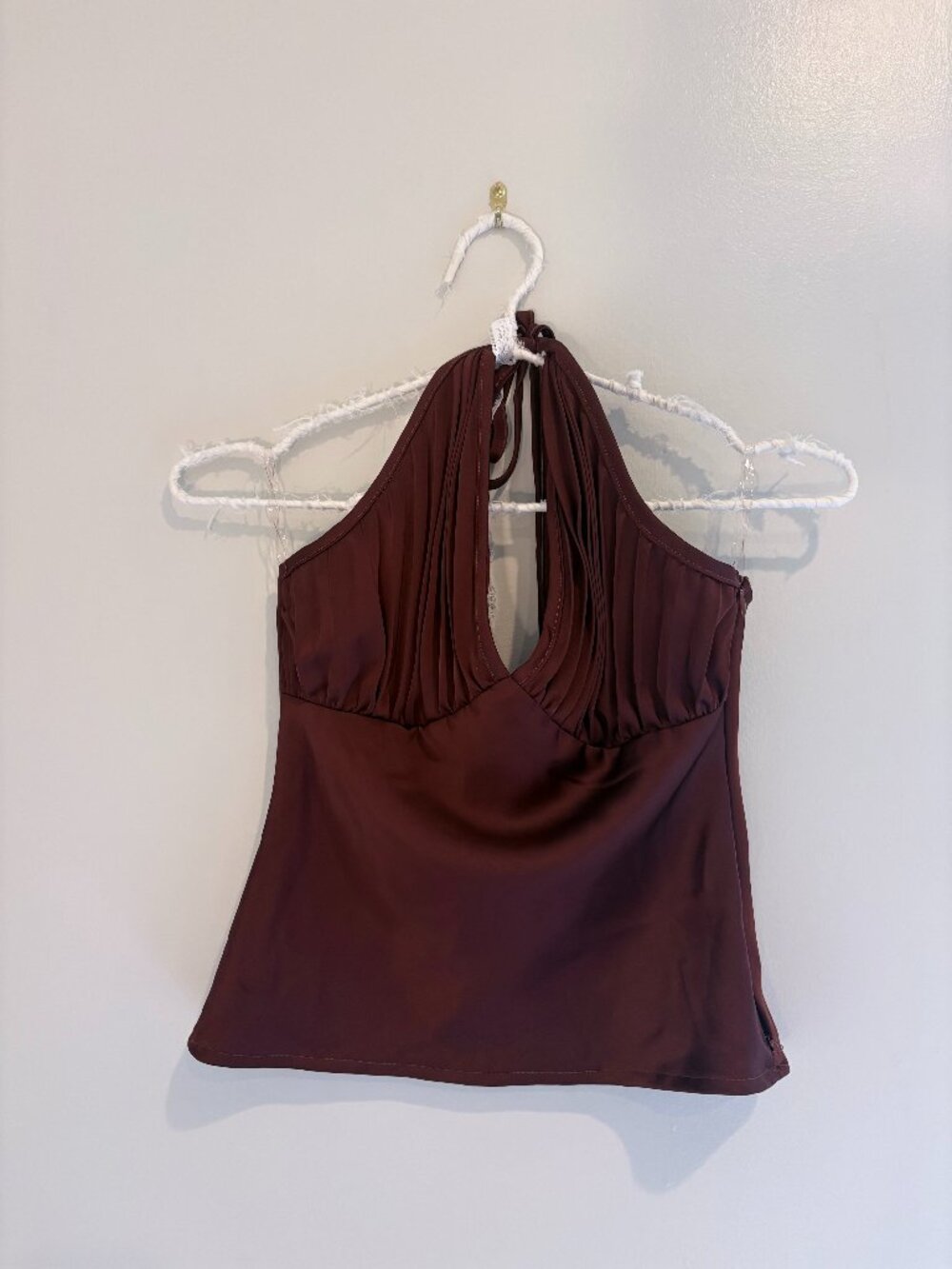 Peppermayo Burgundy Satin Halter Top Size XS
